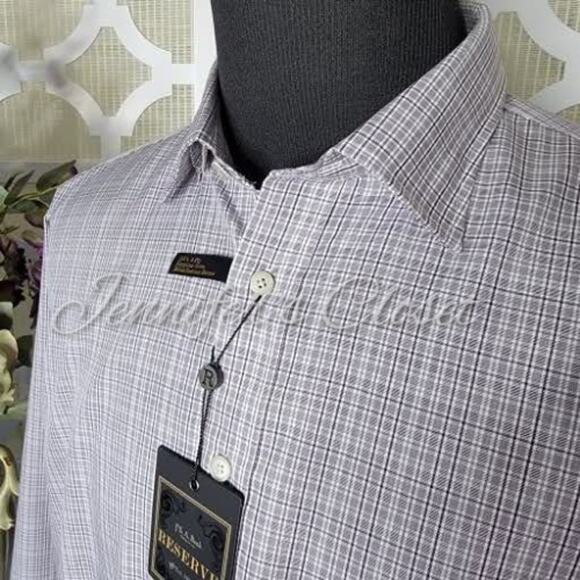 Jos. A. Bank Reserve NWT Men's Traditional Fit Purple Plaid Dress Shirt Size L - Picture 2 of 8